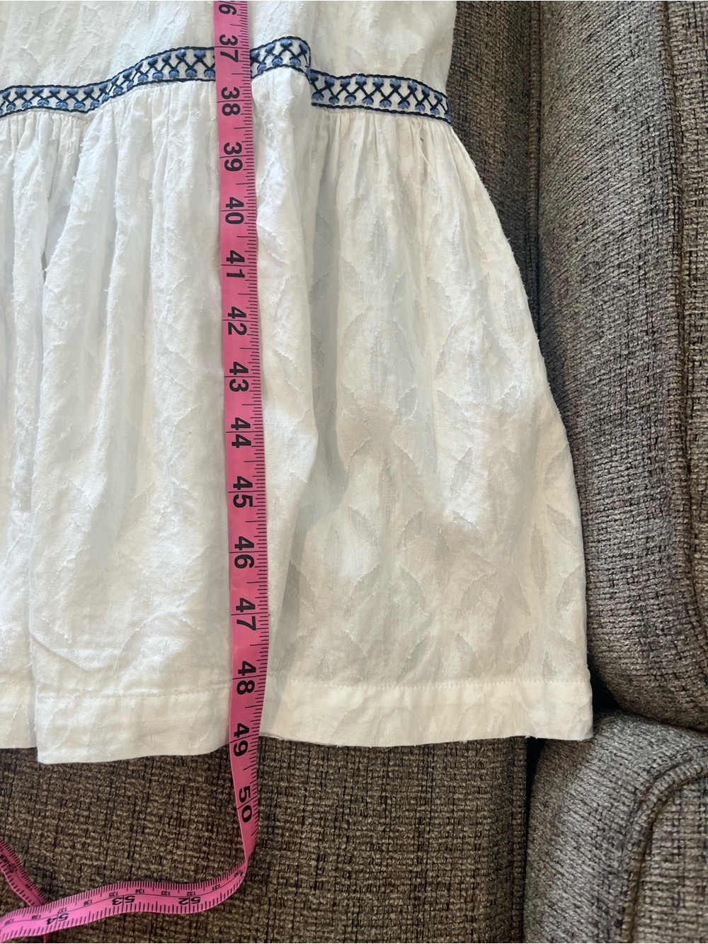 Tommy Bahama White Sleeveless Embroidered Tiered Maxi Dress with Blue Tassel - Picture 5 of 6
